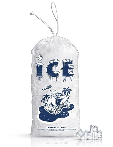 Paquete de 50 bolsas de hielo de 5 libras, bolsas de hielo resistentes con cordón (2 mil de grosor)