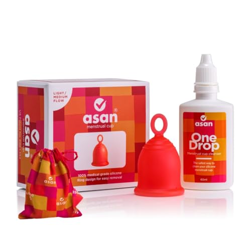 Image of Asan menstrual cup (Light /medium flow) + OneDrop Cleanser Combo Pack | Easiest cup to insert & remove I Special ring design | Premium medical grade silicone I Designed in the USA
