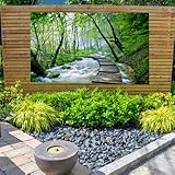 Garden Fence Art Banner Canvas Picture Scenes (Woodland Stream)