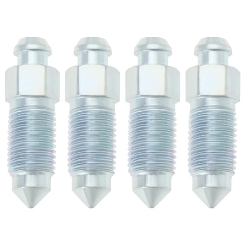 OTOTEC 4Pcs Q235 Steel Brake Caliper Bleed Screw 3/8-24 Brake Caliper Bleed Screw Nipple Compatible with Harley-Davidson 502660 Silver