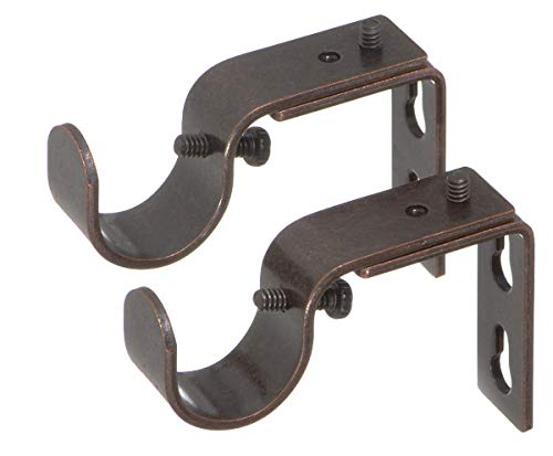Ivilon Short Projection Brackets for Curtain Rods - for 7/8 or 1 Inch Rods. Set of 2 - Oil Rubbed Bronze