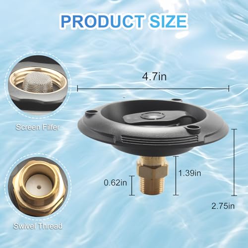 Image of RV City Water Inlet Replacement with Check Valve - 3 /4 inch NH Female to 1 /2 inch NPT Male Black Flange - City Water Connection Fill Dish for Camper, Trailer, Marine & Motorhome Plumbing