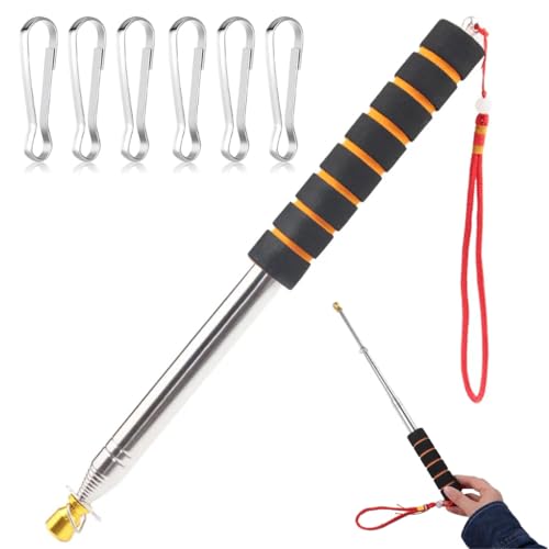 HAMKU 3m mastil bandera Incluye clips*6 Astas Bandera Telescópicas Astas y Piezas pertiga telescopica Mastil Bandera Exterior Inoxidable Extensible Plegable Asta para Guía de Viaje Banner