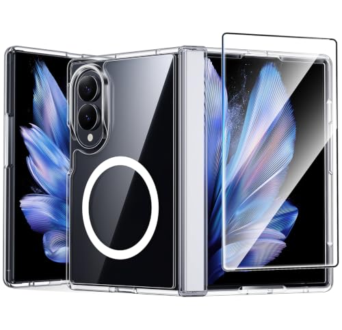 Image of FNTCASE for Samsung Galaxy Z Fold 8 Case: [Hinge Protection] Transparent Clear Cases [Compatible with Magsafe] [Screen Protector] Military Grade Shockproof Protective Phone Cover-Clear