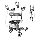 KMINA - Arthritis Rollator Outdoor Faltbar, mit Stützen und Sitz, Leicht, Unterarmrollatoren für Senioren Armauflage