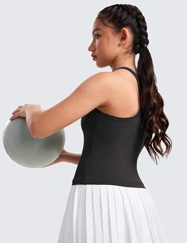 CRZ YOGA Girls Butterluxe Crew Round Neck Racerback Workout Tank Tops for Teen Kids Active Casual Dance Crop Sleeveless4