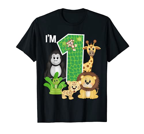 Tema del zoológico 1st Birthday Party Safari Jungle Animal Kids Camiseta