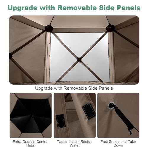 Image of COBIZI 12x12 FT Pop Up Canopy Shelter Tent, Large Gazebos On Clearance with Sidewalls, Screened in Gazebo, Screen Tents Portable carpas para Patio for Outdoor Camping, Backyard, Garden, Beach,Brown