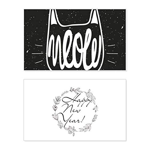 Tarjeta de Año Nuevo Meow Cat en blanco y negro para amantes de gatos