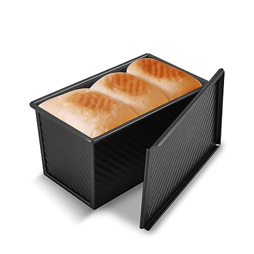 Kitessensu Carbon Steel Pullman Loaf Pan With Lid 1 Lb Black