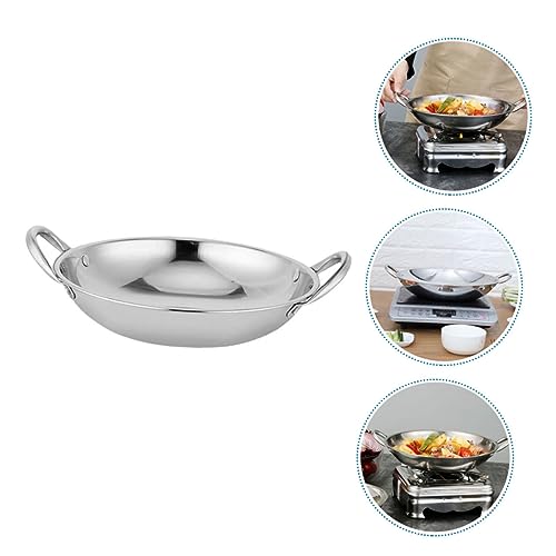 Olla para cocinar wok de acero inoxidable con doble asa miniatura 5