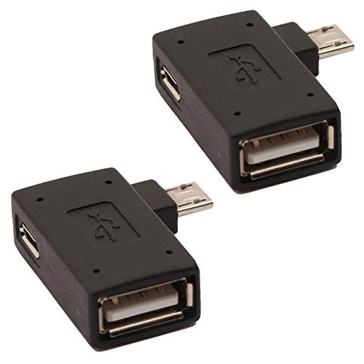 AuviPal 2-in-1 Powered Micro USB to USB OTG Adapter 90 Degree Right Angled for FireStick, S/NES Classic Mini, Sega Genesis and More - 2 Pack