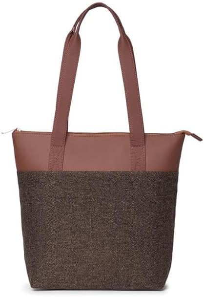 Women’s Printed Jute & Vegan Leather Tote Bag – Handcrafted Shoulder Handbag, Spacious Everyday Work Bag for Office, Travel & Daily Use