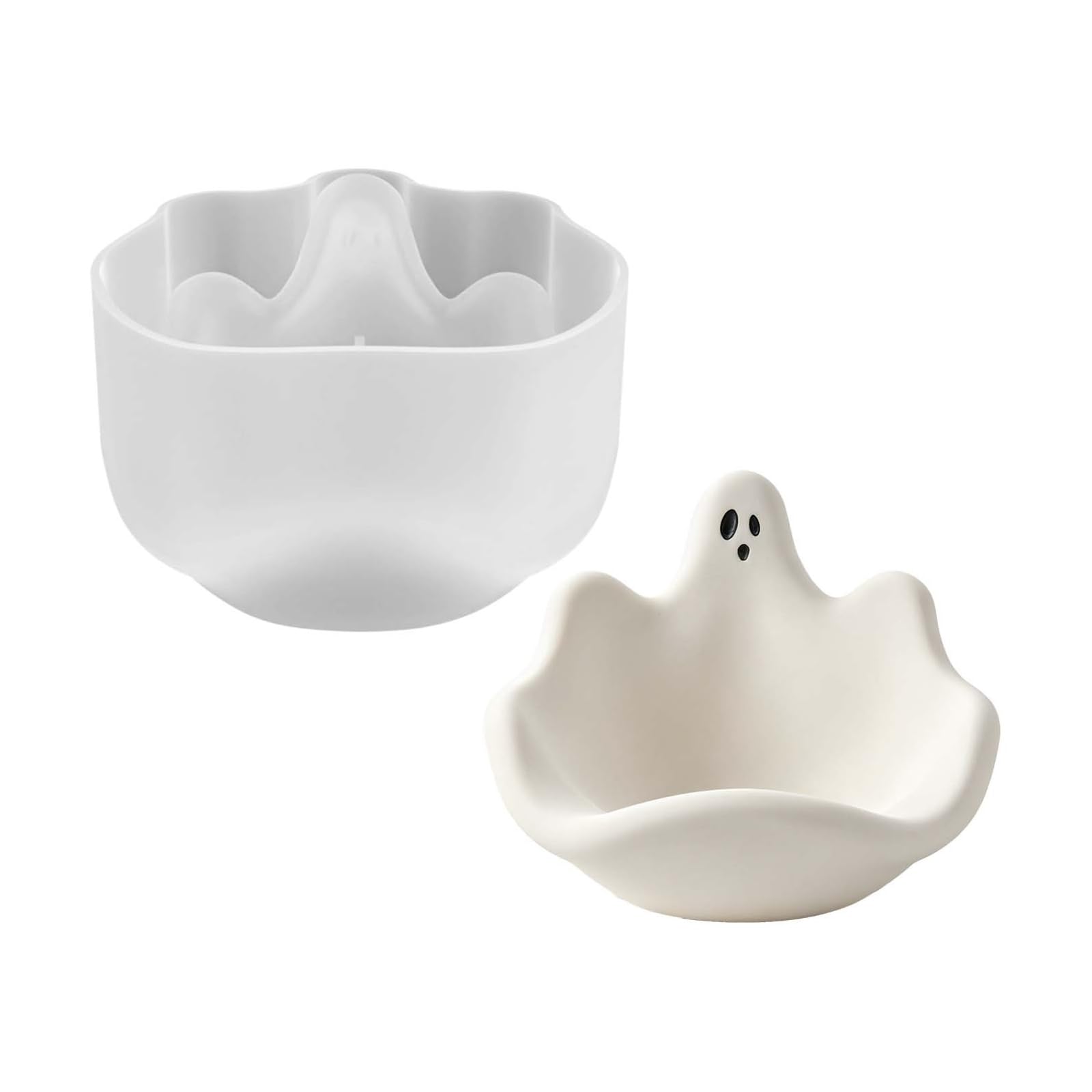SHINLHUA Halloween Character Mold White Silicone Bowl Form for Resin Casting, Small Catchall Tray Project Mold for Plaster, Clay and Wax Halloween Bowl Silicone Resin Casting Plaster Wax