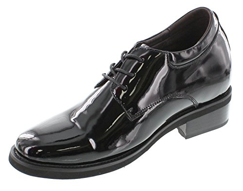 Calden Men's Invisible Height Increasing Elevator Shoes - Black Patent Leather Lace-Up Lightweight Formal Tuxedo Oxfords - 4 Inches Taller - K595101 - Size 7 D(M) Us #TOP1