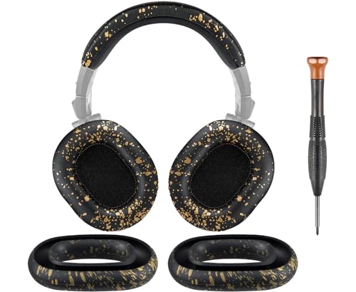 Image of SOULWIT Ear Pads Cushions + Headband + Silicone Earpads Cover Protector, Replacement Kit for ATH M50, M50X, M50XWH, M50XBT, M50XBT2, M50S /LE Headphones, Replacement Repair Part (Black Gold)