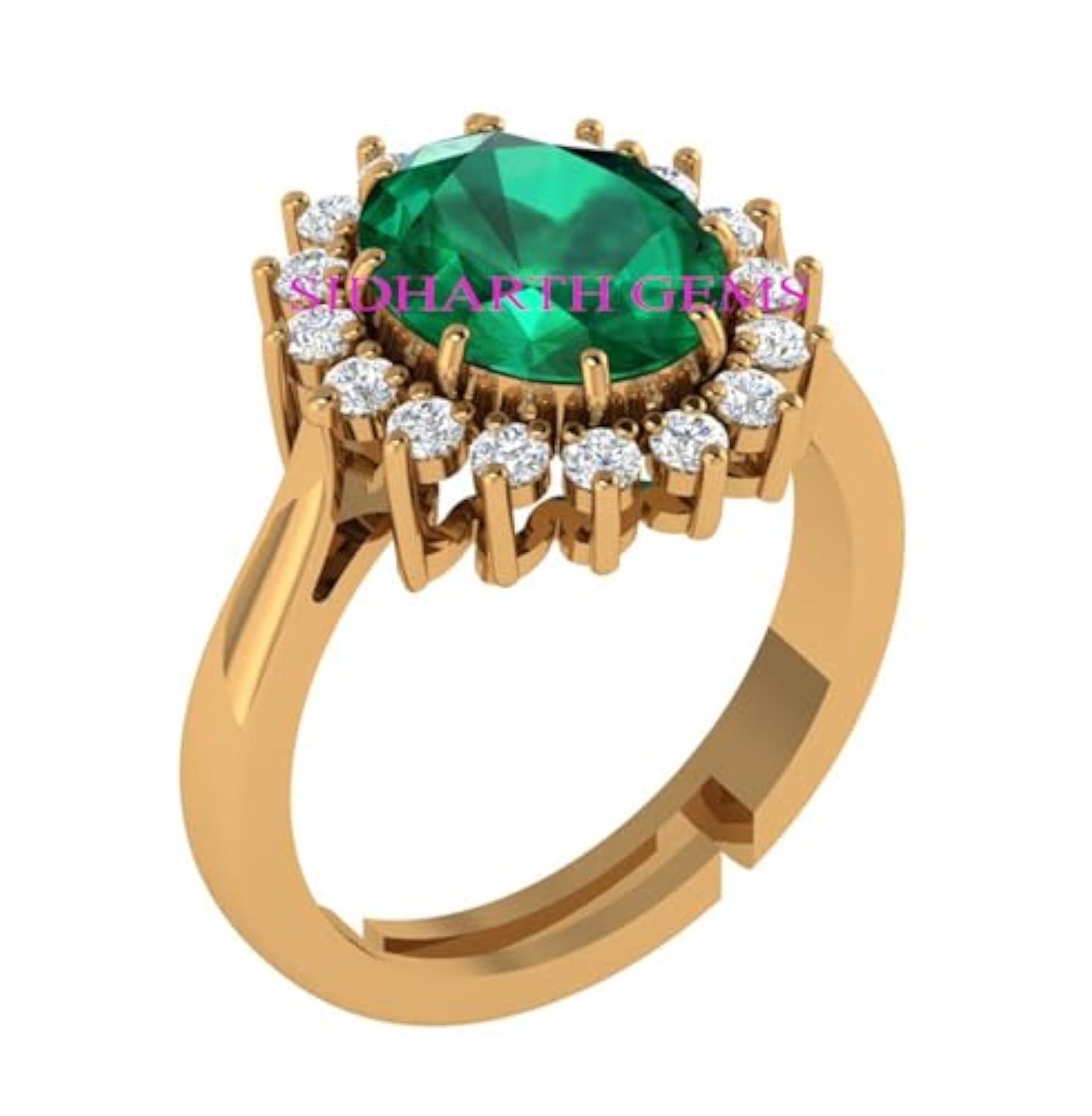 16.00 Ratti Natural Emerald Gold Ring, Adjustable for Astrological Purpose