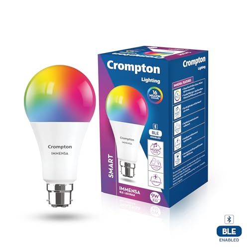 Image of Crompton Immensa 9W Bluetooth Smart LED Bulb B22 | 16M Colours, Pack of 1