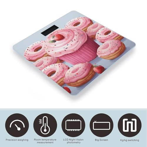 Báscula digital para cuerpo Pink Donut y Cupcake 180kg miniatura 3