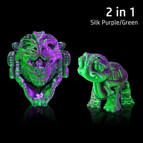 Image of LOVOON PLA 3D Printing Filament Multicolor PLA Filament 1.75mm Silk Dual Color Change by Angle Filament Pla 1.75, Fit Most 3D Printer& 3D Pen, Silk Green /Purple, 1KG(2.2lbs) /Spool