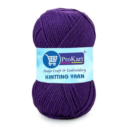 Image of ProKart Premium 4-Ply Woolen Knitting Yarn | 100g Dark Purple Soft Hand Crochet Wool for Sweaters, Scarves, Hats, Baby Clothes & DIY Crafts (1 Ball x 100 Grams) - PRO09