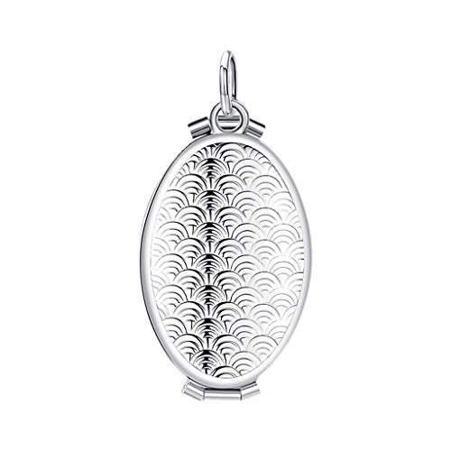 RoMantic Collier pour Femme Maman et Bracelet birthday de Noël Anniversaire de Mariage，Échelle de poisson ovale médaillon 4 fente cadre photo pendentif collier bijoux cadeau solide