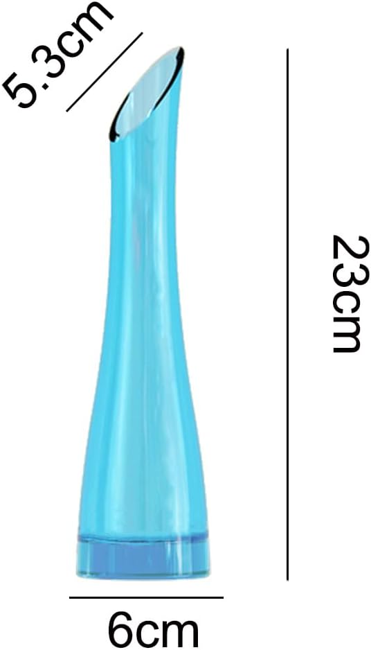 Glass Bud Vase Oblique Mouth Single Stem Flower Vase with Heavy Base for Home Office Wedding Table Decor (Blue 23cm Height) - Image 2