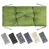 Garronda Bankauflage wasserabweisend 100x50 cm ca. 10 cm dick Sitzkissen Outdoor für Gartenbank und Hollywoodschaukel Polster Auflage für Sitzbank UV-beständig mit Bändern GD-0219 Grün