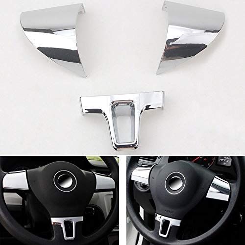 Baceyong Kit de couverture de volant chromé ABS Compatible avec VW Golf 6 Polo Bora 2011 2012 H3