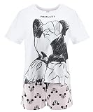 Mickey Mouse Damen Kurz Pyjama Schlafanzug (Weiß,L)