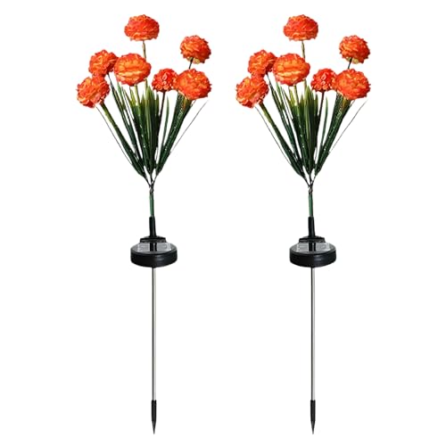 Lampe solaire de jardin lot de 2 hortensias orange et jaune de 70 cm