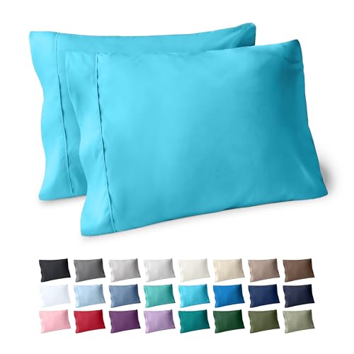 Image of Bare Home Microfiber Pillow Cases - King Size Set of 2 - Cooling Pillowcases - Double Brushed - Aqua Pillowcases 2 Pack - Easy Care (King Pillowcase Set of 2, Aqua)