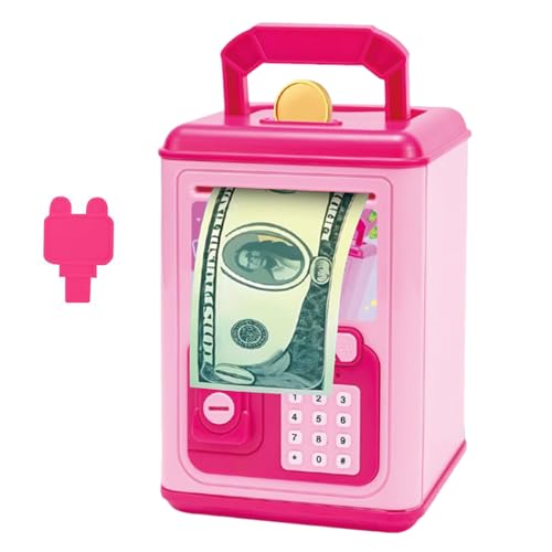 Qkbuza Bancos de dinero real para niños | Caja electrónica de ahorro de cambio | Decoración musical para niños y niñas de 5 a 10 años, cumpleaños, Pascua, Navidad, viajes, avión, camping, hogar