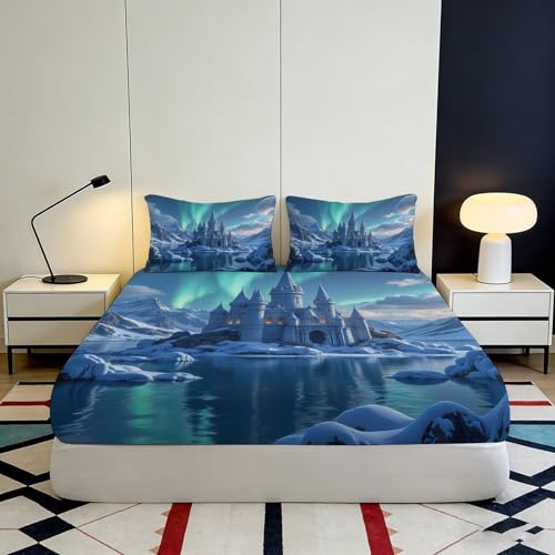 Drap-housse microfibre 90x200x25 lit ado imprimé 3D Eisburg - 4