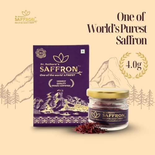 Image of Dr.Rathore's Saffron | Original Purest Kashmiri Kesar |Govt.Certified, Grade-1 Quality | Tested by Globally recognised ISO 3632 Standards | Tremendous Health benefits 4 gram