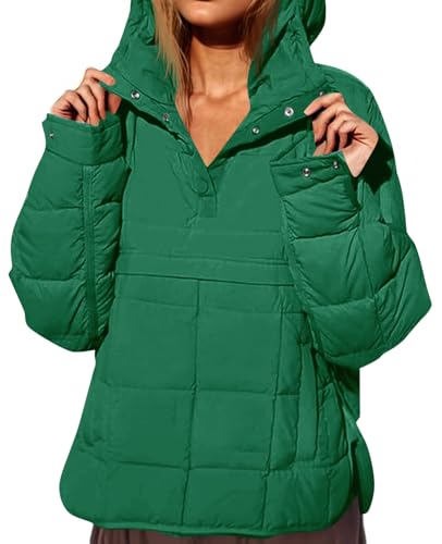 Fazortev Womens Oversized Puffer Jacket Quilted Dolman Hoodies Pu...