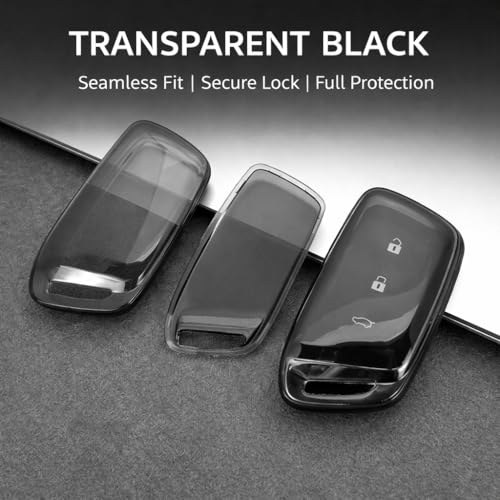 Image of JVCV 2 Pack Soft TPU Transparent Black Key Cover Compatible with MG Hector Hector Plus Windsor EV Smart Key | Anti-Scratch Slim Fit Case | Shockproof Protection (Transparent Black)