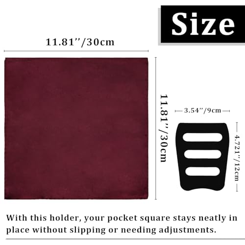 Image of Satin Mens Pocket Square with Holder, 11.8'' Suit Handkerchiefs for Men Wedding Business Casual
