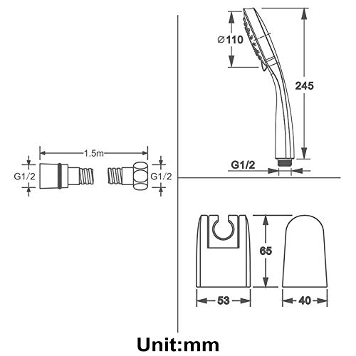Pommeau de douche à main chromé avec ensemble universel 5 modes - 4