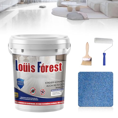 Louis Forest Epoxy Floor Paint, High-Gloss Marble Effect Epoxy Floor Coating, Waterproof Water-Based, for Concrete and Garage Interior or Exterior (Blue)