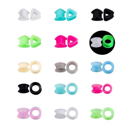 Ear Gauges Thin Silicone Earrings tunnel Double Flared Plugs Ear Expander Piercing Jewelry 15 Pairs