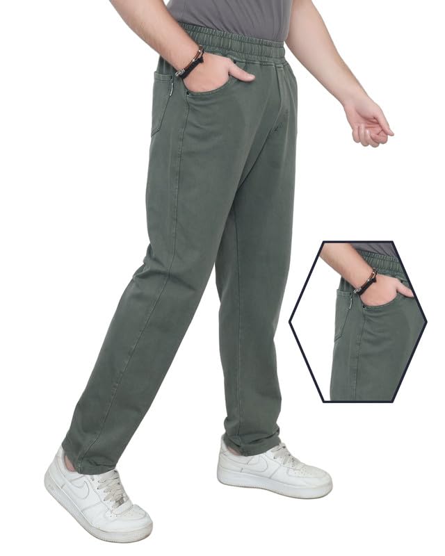 Image of Men's Premium Cotton Blend Trouser | Soft Breathable Casual Pants for Men | Regular Fit Stylish Lower for Office, Travel