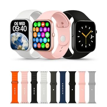 Smartwatch Mini Inteligente 8 Pulseiras Tela LED 1,45 Polegadas, Multifuncional Para Esportes e Dia a Dia, Resistênte à Água Compatível Android e Ios, Carregamento Por Indução e Bateria Longa Duração