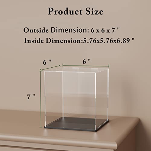 Svenjbb Acrylic Display Case, 6X6X7 Inch Rectangle Acrylic Boxes For Display, Clear Display Cases With Matte Black Base And Lid For Collectibles And Figures #TOP3