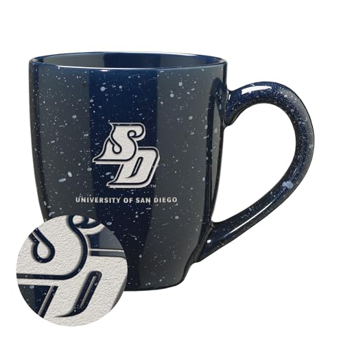 Rico Industries NCAA San Diego Toreros Primary Logo Navy 16 oz Team Color Laser Engraved Speckled Ceramic Coffee Mug