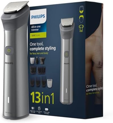 Philips All in one trimmer MG5930/65, 13-in-1 Grooming Kit for Face, Head & Body