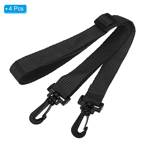 Image of PATIKIL 20mmx1.1m Replacement Shoulder Strap, 4 Pack Adjustable Swivel Clips Hooks Buckle Slide Crossbody Bag Belt for Water Bottle Carrier Sling, Black