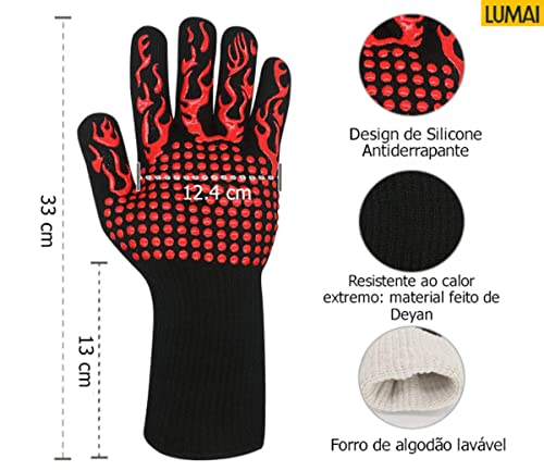Luva de Churrasco e Cozinha Anticorte e Resistente a Chamas Ultra Resistente (Vermelho)