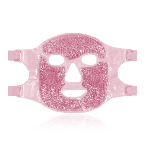 DOKRIN Mascarillas para el cuidado de la cara，1 pieza de mascarilla refrescante rosa, mascarilla facial reutilizable de frío y calor, adecuada para ojos hinchados y alivio de arrugas