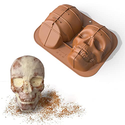 3D-Schädel-Silikon-Kuchenform, realistische Silikon-Schädel-Kuchenform, Antihaft-DIY-Backen-Kuchenform, Halloween große Totenkopf-Kuchenform, Geisterschädel-Backen-Kuchenform -31,8 x 24 x 9,35 cm Cover